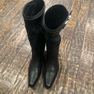 Prada women’s Black re-nylon/leather western style Boots size 39/us 9